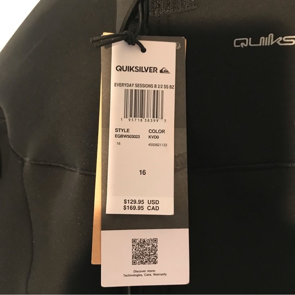 Quiksilver 2/2mm Everyday Sessions Short Sleeve Back Zip Springsuit - Picture 4 of 4